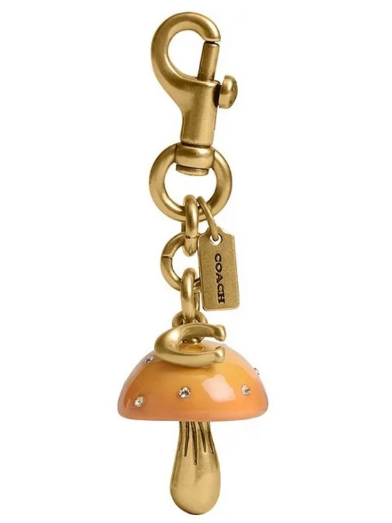 Coach Accessories - Coach Gold Hardware Orange Enamel Mushroom Key Charm